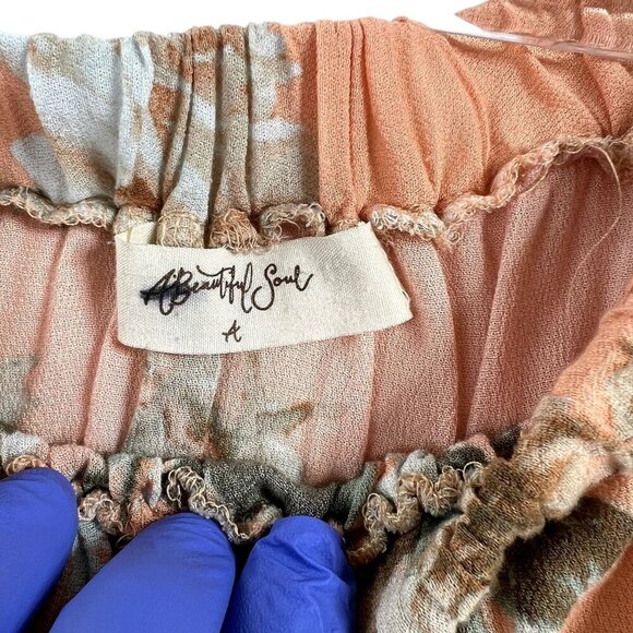 A Beautiful Soul Womens 1X Floral Top Ruffled Bell Sleeves Stretchy Beachy Boho - Picture 12 of 14